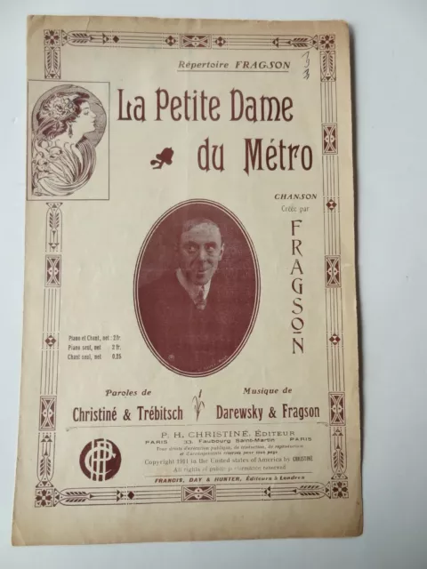 Partition La petite dame du métro Christine Trebitsch Darewsky Fragson 1911 V1