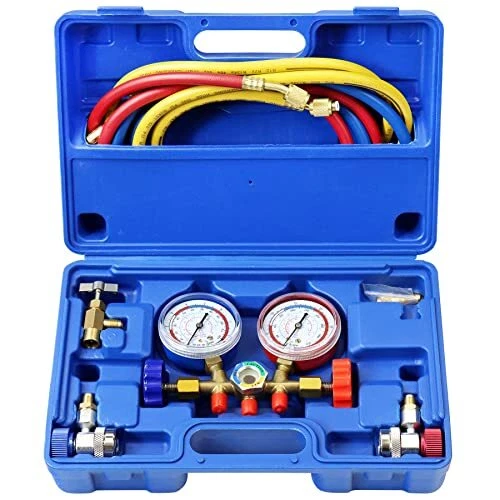 ADAFIRST AC Manifold Gauge Set, 3 Way Car HVAC R134a R404a Refrigerant