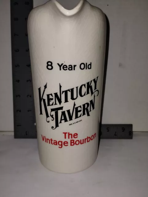 Vintage Kentucky Tavern 8 Year Old Vintage Bourbon White Pitcher Pub Jug