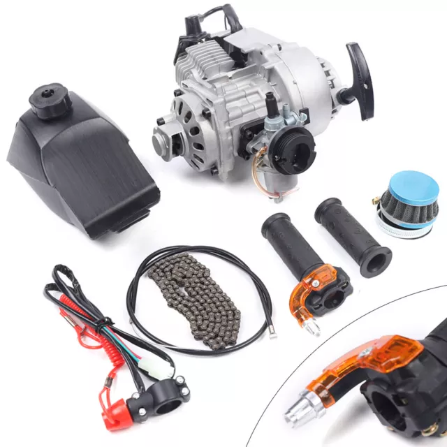 2 Takt 49cc Pull Start Mini Motor Kit +Kraftstofftank Für  Pocket Quad Dirt Bike