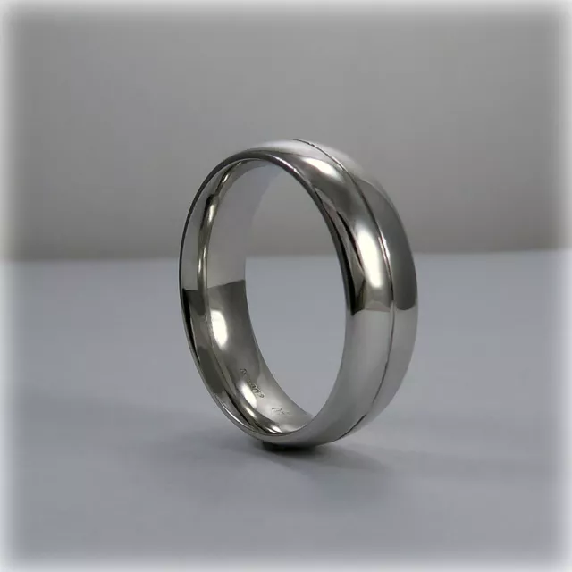 18ct White Gold 6mm Court Wedding Ring, Edinburgh 2004, size N, 7.5gms