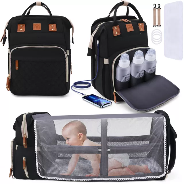 Baby Diaper Bag Backpack Travel Mom Mummy Maternity Changing Pad Folding Bed US