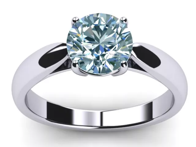 3.54 Ct Vvs1~Round Ice Blue White Moissanite Diamond Solitaire Ring 925 Silver