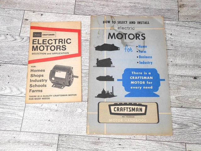 Folleto guía de selección de motores eléctricos vintage Sears Craftsman