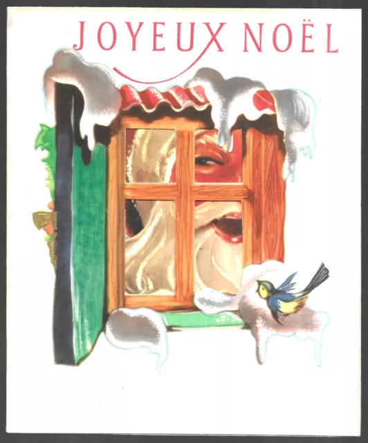 Vintage Christmas Pop Up Card Santa US Military Zone Germany 1940s