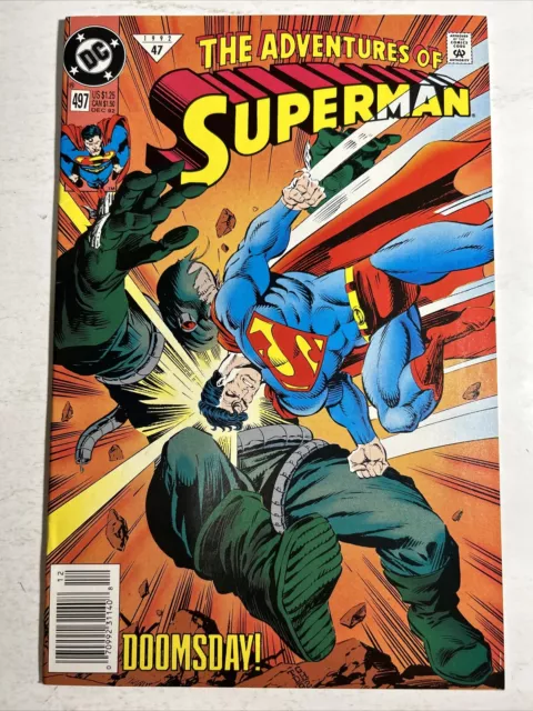 Adventures of Superman #497 NEWSSTAND VARIANT DOOMSDAY 1992 DC Comics
