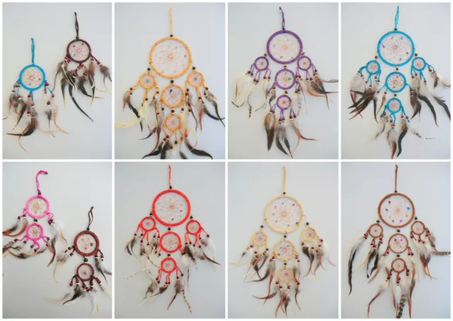 Leder Dreamcatcher Traumfänger Federn Perlen Windspiel Träume Kinder Geburtstag