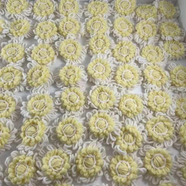 72 Daisy Yarn Loom Flowers and Extra Yellow Yarn