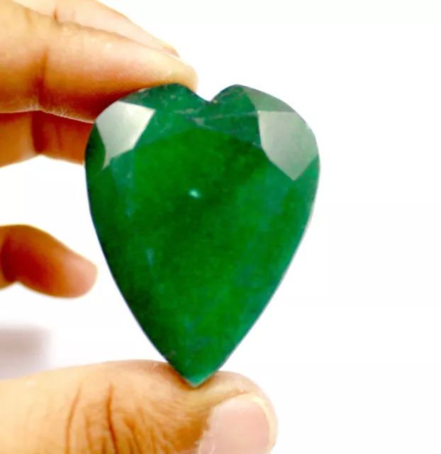 Free Shipping 228 Ct Certified Heart Shape Green Emerald Natural Gemstone GA115 2