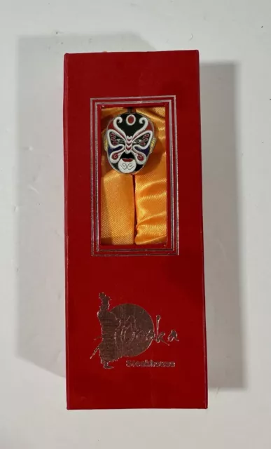 Asian Chinese Jing Kabuki Mask Traditional Opera Metal Bookmark with Gift Box