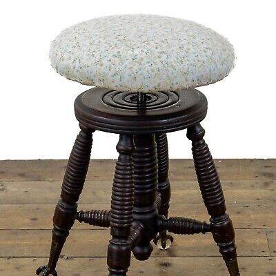 Antique Edwardian Piano Stool with Glass Feet (M-3384) - FREE DELIVERY* 7
