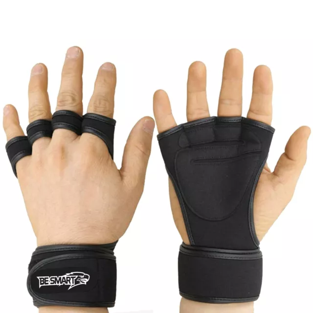 Weight Lifting Gym Hand Grips Palm Gel Pad Wrist Support Straps Training Gloves