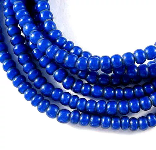 6mm Ghana African cobalt Blue White Heart glass African trade beads