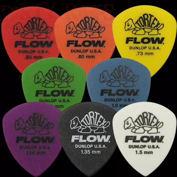 6 x Dunlop Tortex Flow Standard Guitar Picks Plectrums-Your Choice Of Size/Type