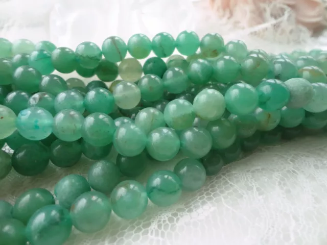 Perles rondes 8mm - 8,5mm, pierres semi précieuses naturelles , aventurine verte