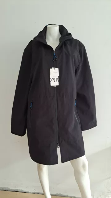 New Zara Black Parka Jacket - Size XL - RRP $149 - Hood - Zipped Pockets