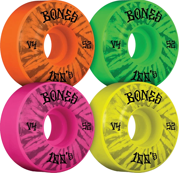 BONES 100's OG V4 PARTY PACK#5 52mm ORG GRN PK YEL WHEELS SET