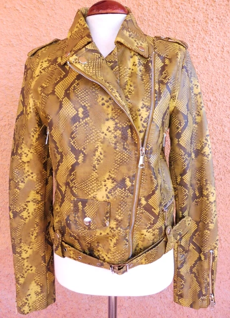 FLAMANT ROSE COLLECTION Mustard Faux Leather Perfecto Biker Punk Jacket Size 2 15.00 PicClick UK