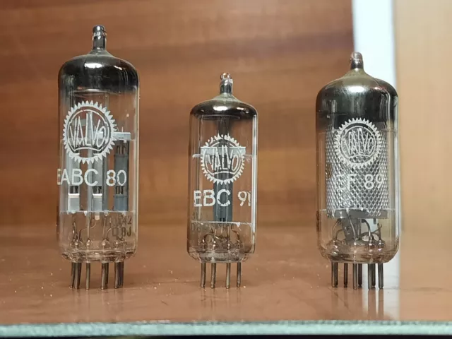 3x Valvo EABC80 / EBC 91 / EF89, Radio-Röhre, Audio Tube, Gebraucht 3