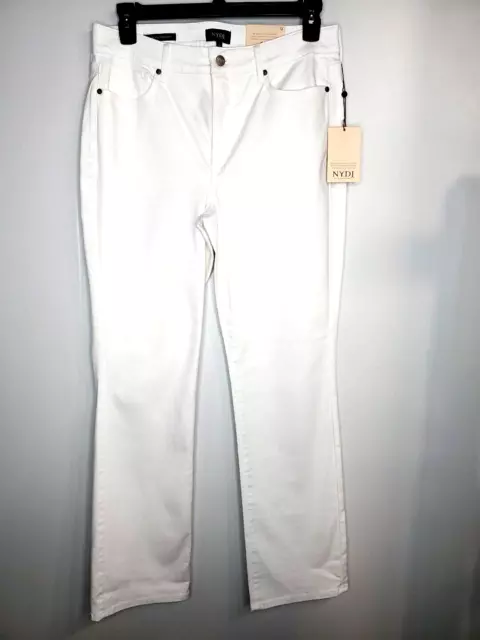 NYDJ Marilyn Straight Jeans Womens SZ 12 Optic White Lift Tuck Denim Pants