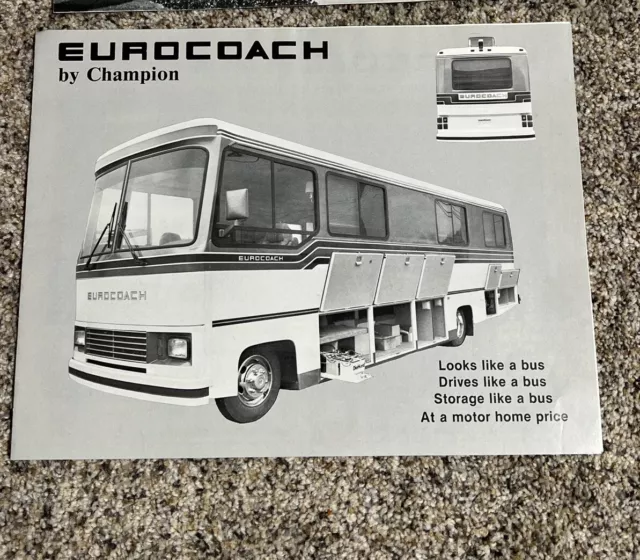 Lot of 2 - 1986 Eurocoach Champion Motor Home Sales Dealer Brochure Advertising