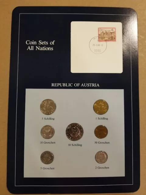 Coin Sets of All Nations Austria w/card UNC 5 Groschen 86, 10 Groschen 87