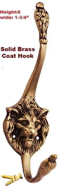 Lion Head Stylish Solid Brass Home Bathroom Hat Coat Towel Wall Hanger Hook 6761