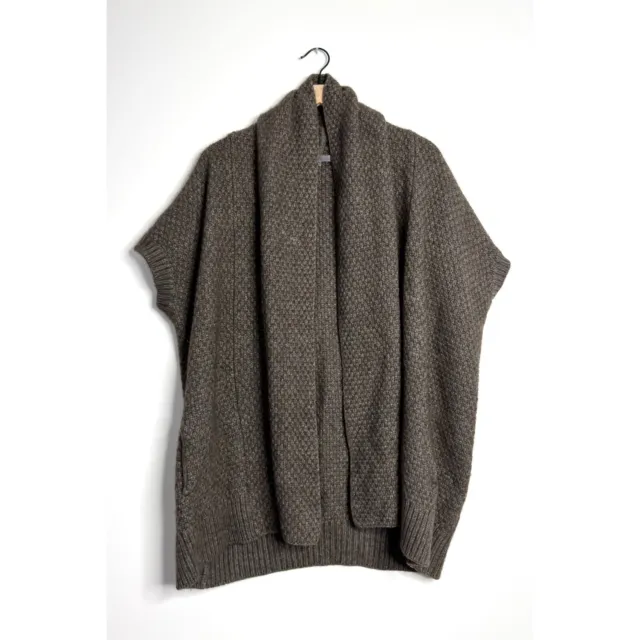 VINCE Yak Wool Blend Short Sleeve Cardigan Cocoon Sweater Brown size Medium
