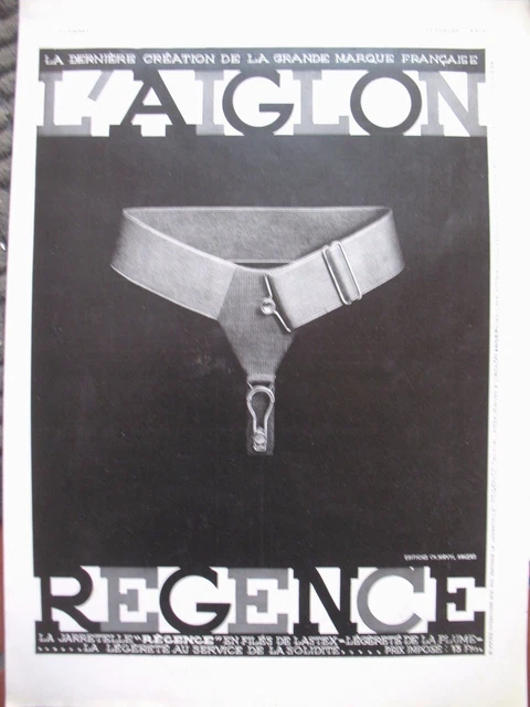 Publicite De Presse L'aiglon Jarretelle Regence Lastex French Ad 1935