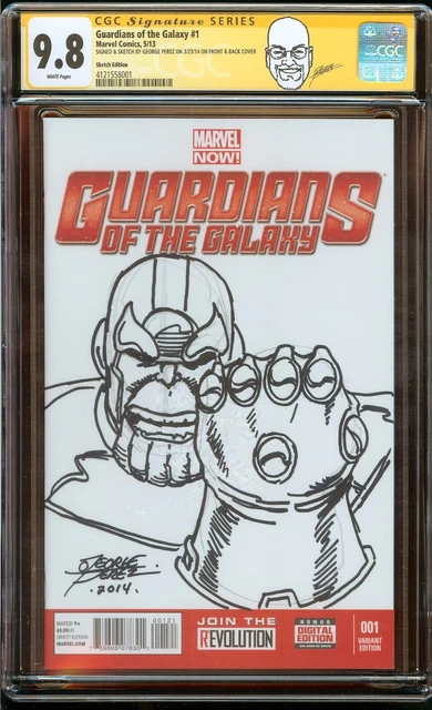 Guardians of the Galaxy #1 CGC 9.8 "George Perez Thanos Sketch" Custom Label!