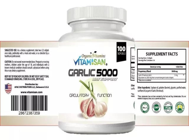 5000mg Ail Huile 100 Rapide Libération Gélule Capsules 5000 Extrait Organique 3