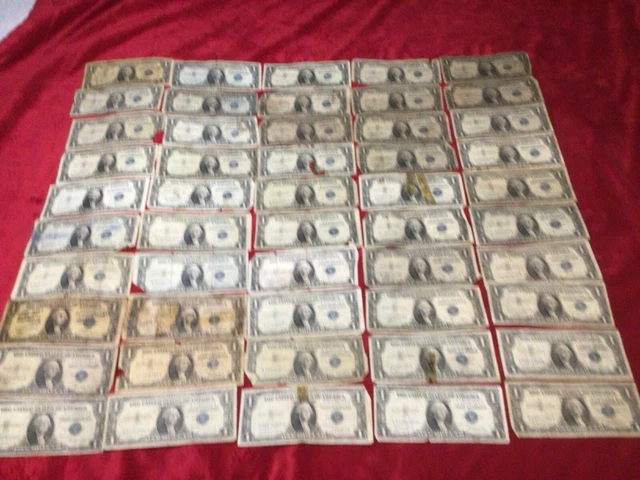 Silver Certificate Lot Of 50 Well Used