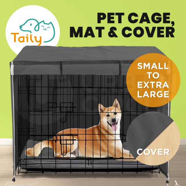 Taily Pet Crate Metal Frame Kennel Dog Rabbit Cage Playpen Cover Cushion 30"-48"