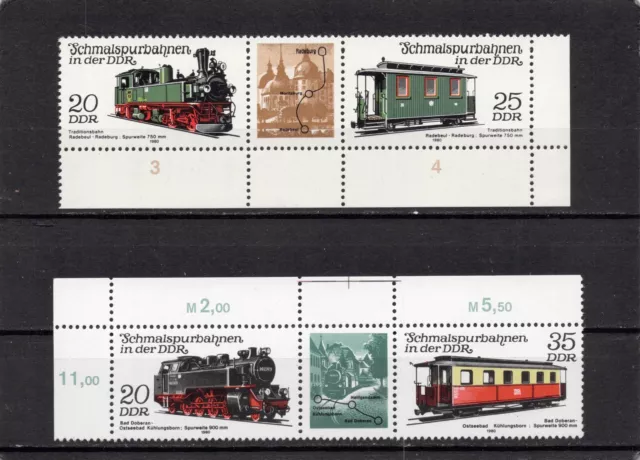 DDR 1980; DREIERSTREIFEN Eisenbahn ; Mi.Nr. 2562 / 2565; postfrisch