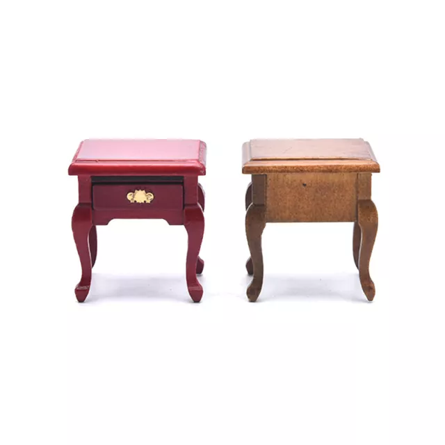 Dollhouse Miniature Furniture Wooden Bedside Drawer Table Nightstand Cabinet