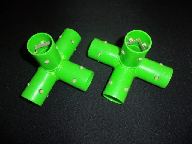 Vintage Playskool Pipeworks Set of  2 Green 4 Way Joints Replacement/Spare Parts