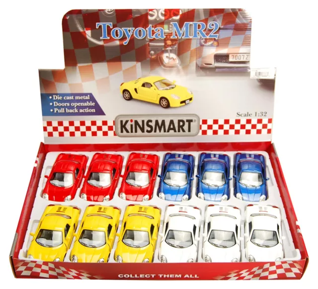 Toyota Mr2 Diecast Car - Box Of 12 1/32 Scale Diecast Model Cars, Assorted