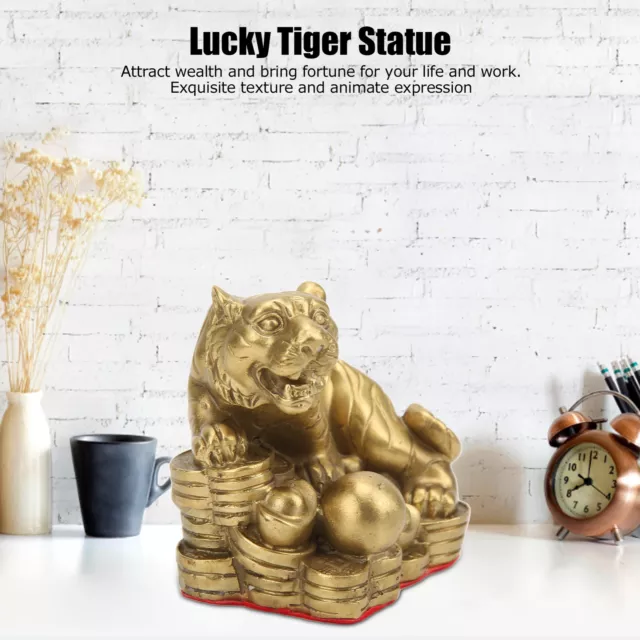 Brass Tiger Statue Bring Fortune Chinese New Year Tiger Easy Clean For Bedroom