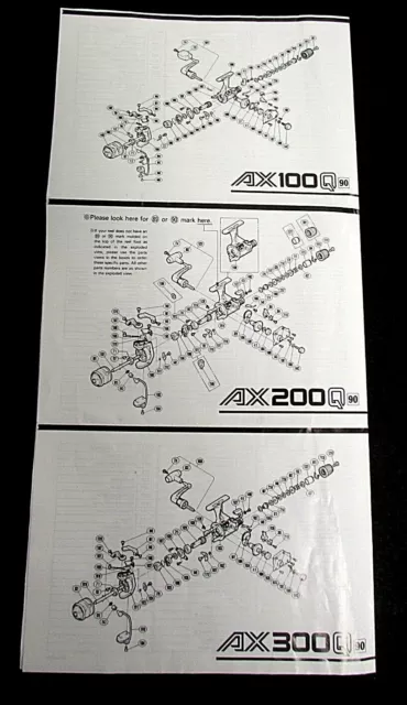 SPINCASTING REEL SCHEMATICS Parts List AX100Q,AX200Q,AX300Q