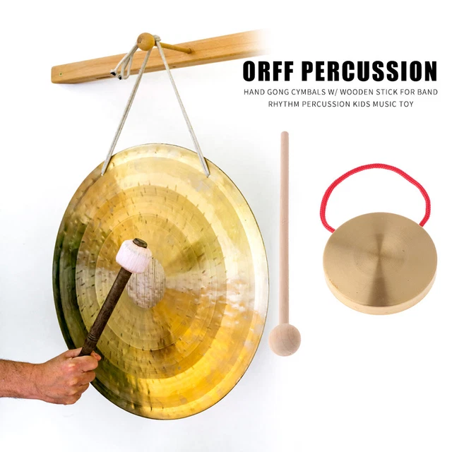 21cm Hand Gong Copper Cymbals with Wooden Stick Percussion Kids Music Toys