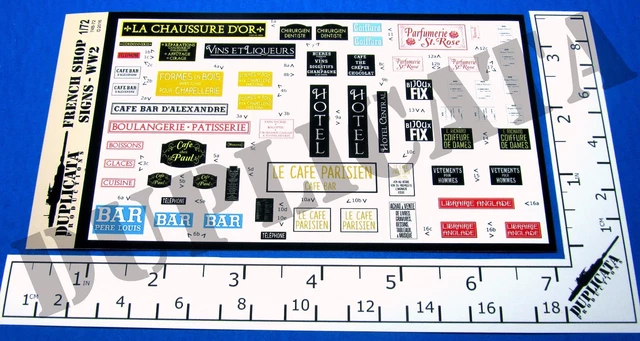 Model Store Signs DIORAMA/MODEL ACCESSORY - 1/72 French Shop Signs - WW2 $12.75 - PicClick CA