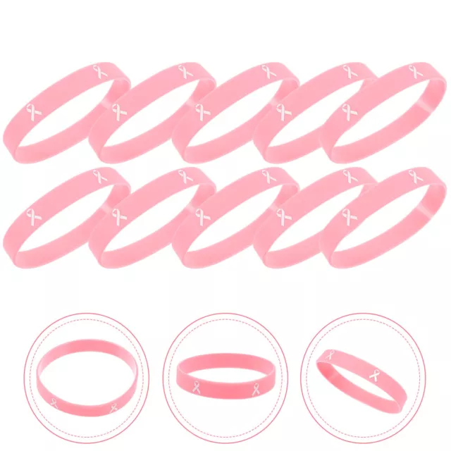 20pcs Durable Silicone Bracelets Fashion Breast Cancer Hand Bracelet Decoration
