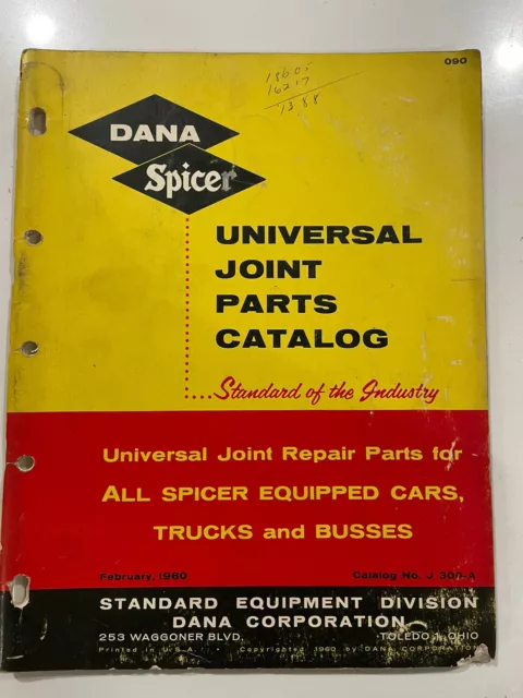 Vintage Original Auto 1960 Dana Spicer Universal Joints Parts Catalog