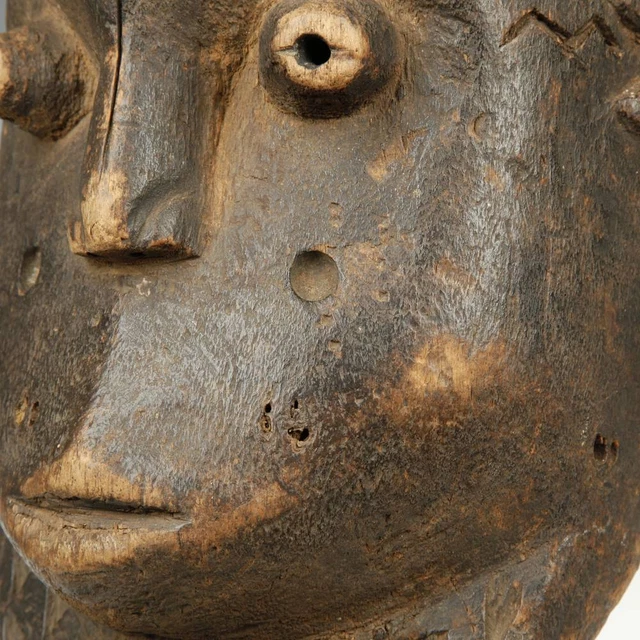 Giwoyo Initiation Mask Wood Raffia Pende Kuba Drc Congo C. Africa 20Th C. 9