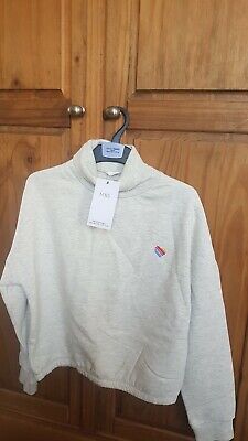 Girls Grey Marl Heart Roll Neck Sweatshirt Age 12-13 From Marks And Spencer BNWT