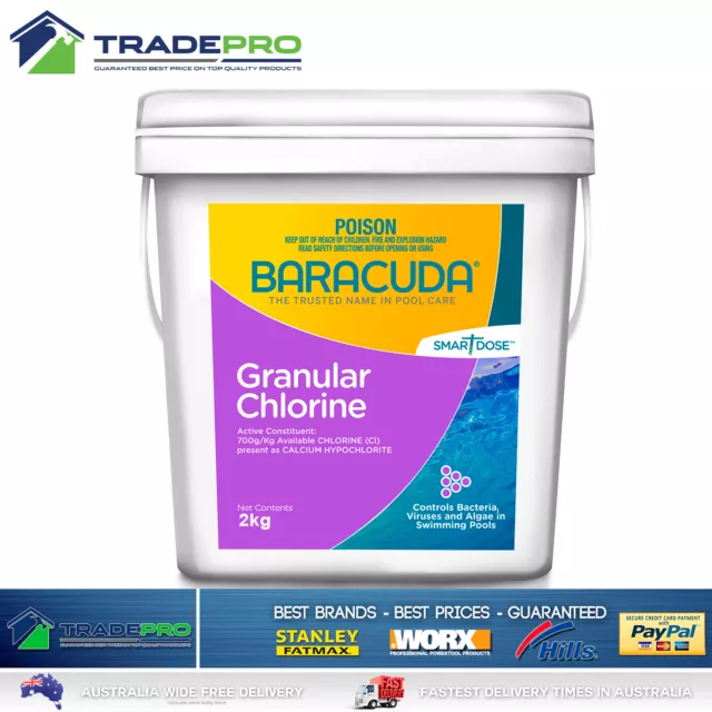 Pool Chlorine 2kg Baracuda PRO Strength Granule Controls Algae & Bacteria Fast
