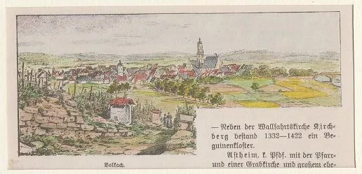 Orig. kolorierter Holzstich - Bayern - Volkach