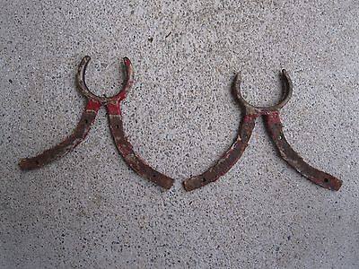Antique Early Hand Forged Iron Paint Red Oar Locks Nyc Origin Interior Decorate 2