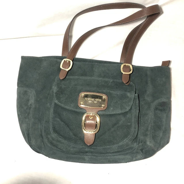 Michael Kors HUDSON DOWNTOWN Green SUEDE Tote Shoulder BAG/Purse