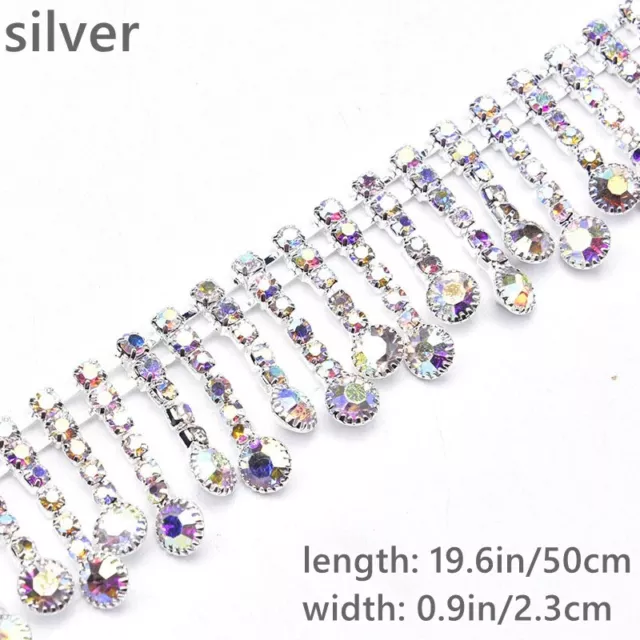 Glitter Rhinestone Crystal Tasseled Chain Fringe Trim for Sewing Dress Bag DIY